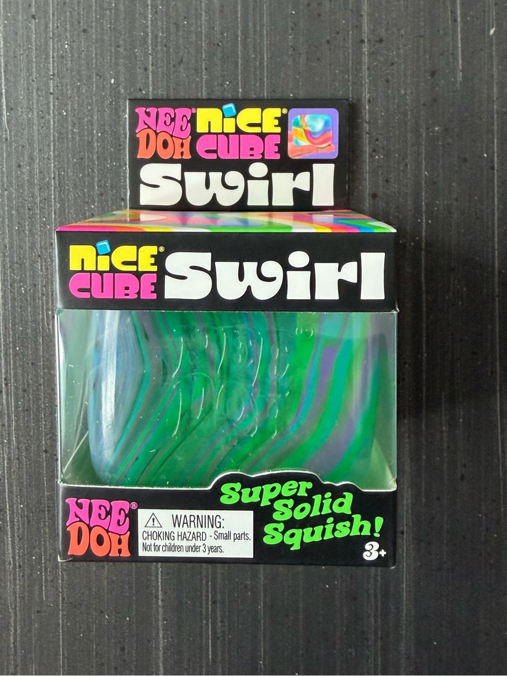 NeeDoh Nice Cube Swirl Super Solid Squish - Green/Blue/Purple Swirl